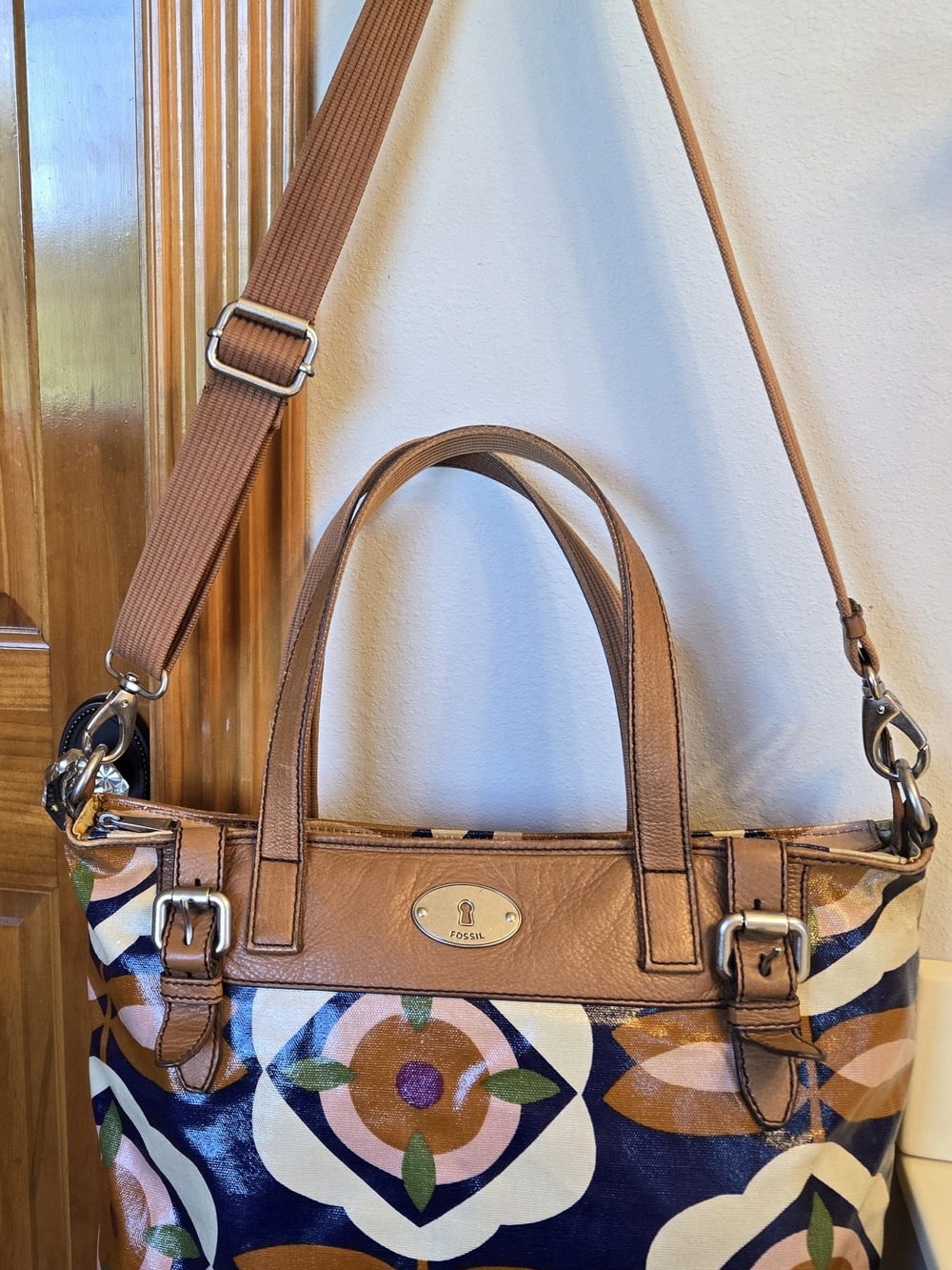 Fossil KEEPER Women's Tan Floral Canvas Tote Bag